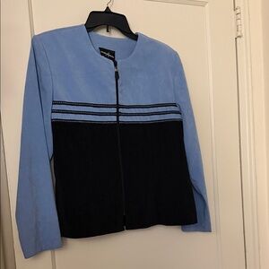 positive attitude Stylish Blue and Black Women's Jacket size: 16